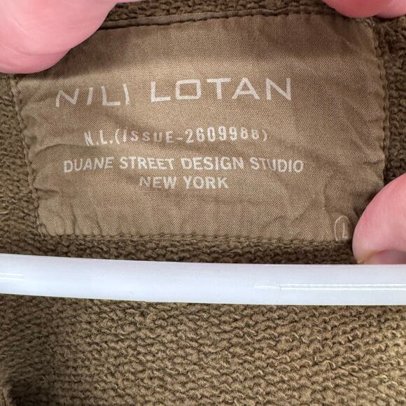 Nili Lotan Split Neck Hoodie Sweatshirt Womens Large Oversized Green - Picture 8 of 12